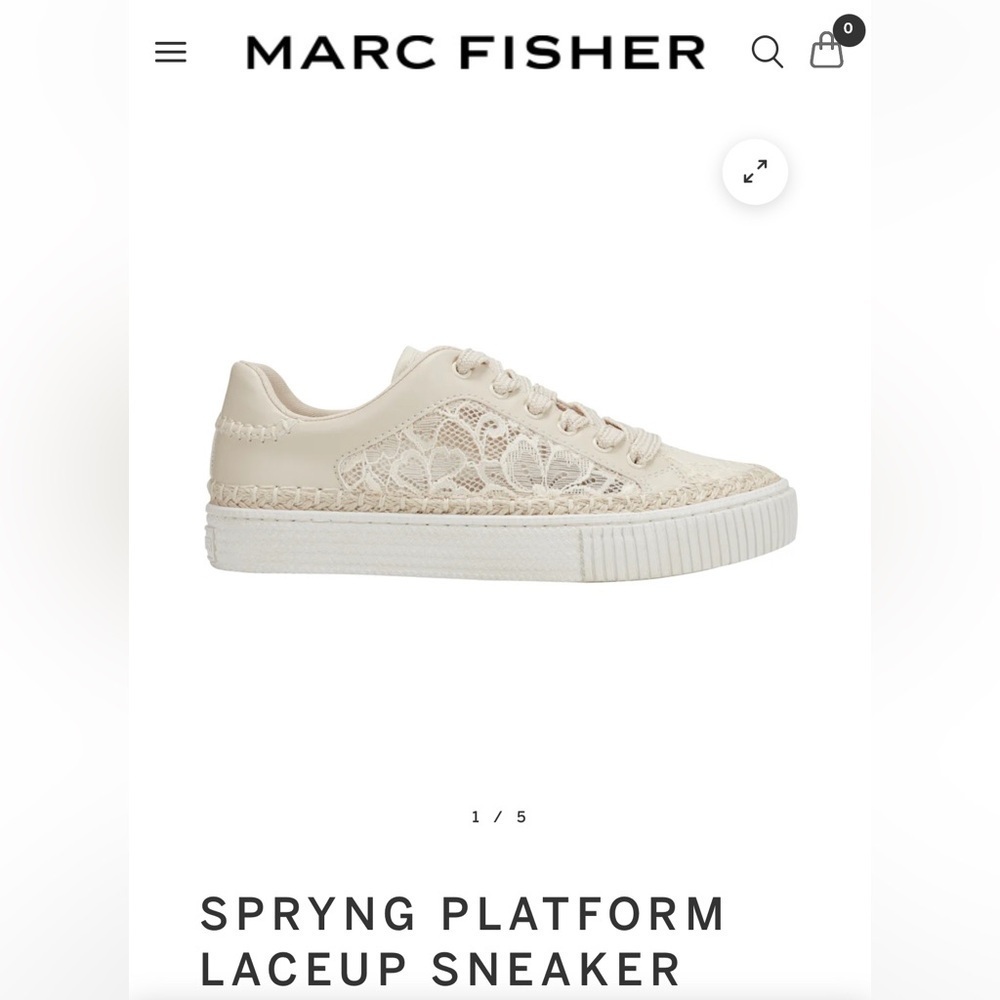 Marc Fisher Sprying Platform cream Lace sneaker shoe - Picture 9 of 9
